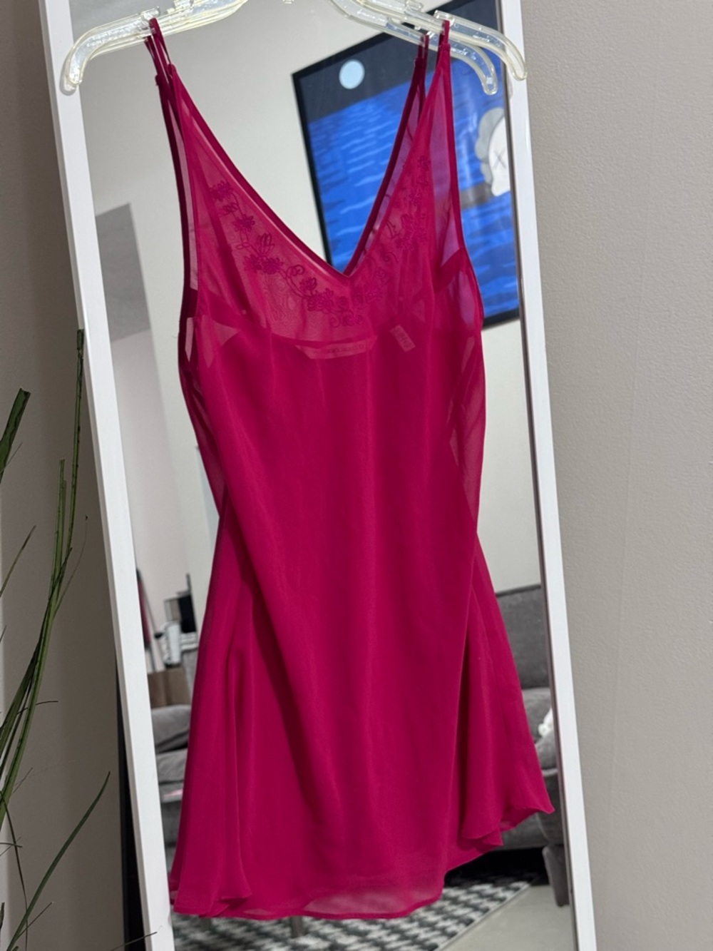 Vintage Victoria’s Secret Red Sheer Slip Dress XS Embroidered